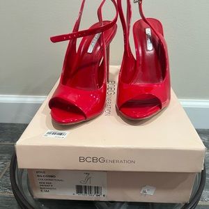 BG-cosmo BCBGenration red shiny sling back high heels 8.5M pee toes used